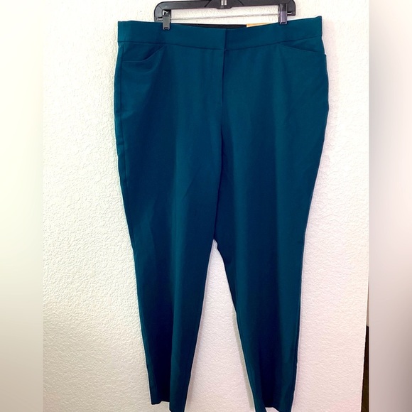 NEW WORTHINGTON PLUS SIZE 18 18W TEAL BLUE WORK PANTS SPRING  SUMMER NWT - Picture 1 of 9